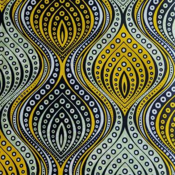 Preview: Afrikanischer Wax Print Stoff Baumwolle YELLOW DIAMONDS